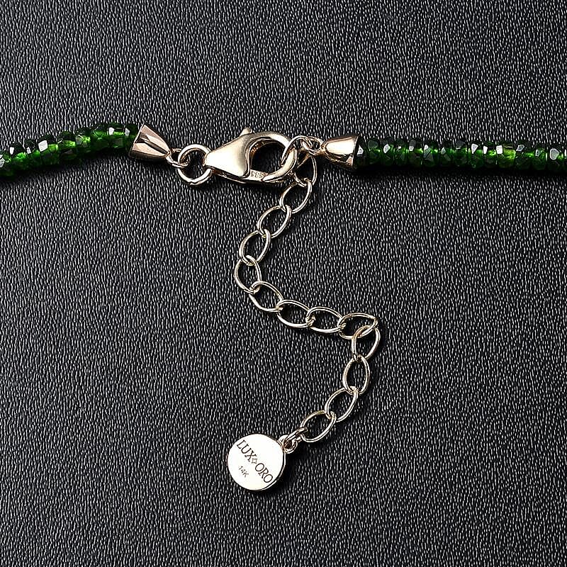 14K Yellow Gold  AAA   Natural Chrome Diopside  Necklace (Size - 18) 76.83 ct,  Gold Wt. 2.26 Gms  76.830  Ct.