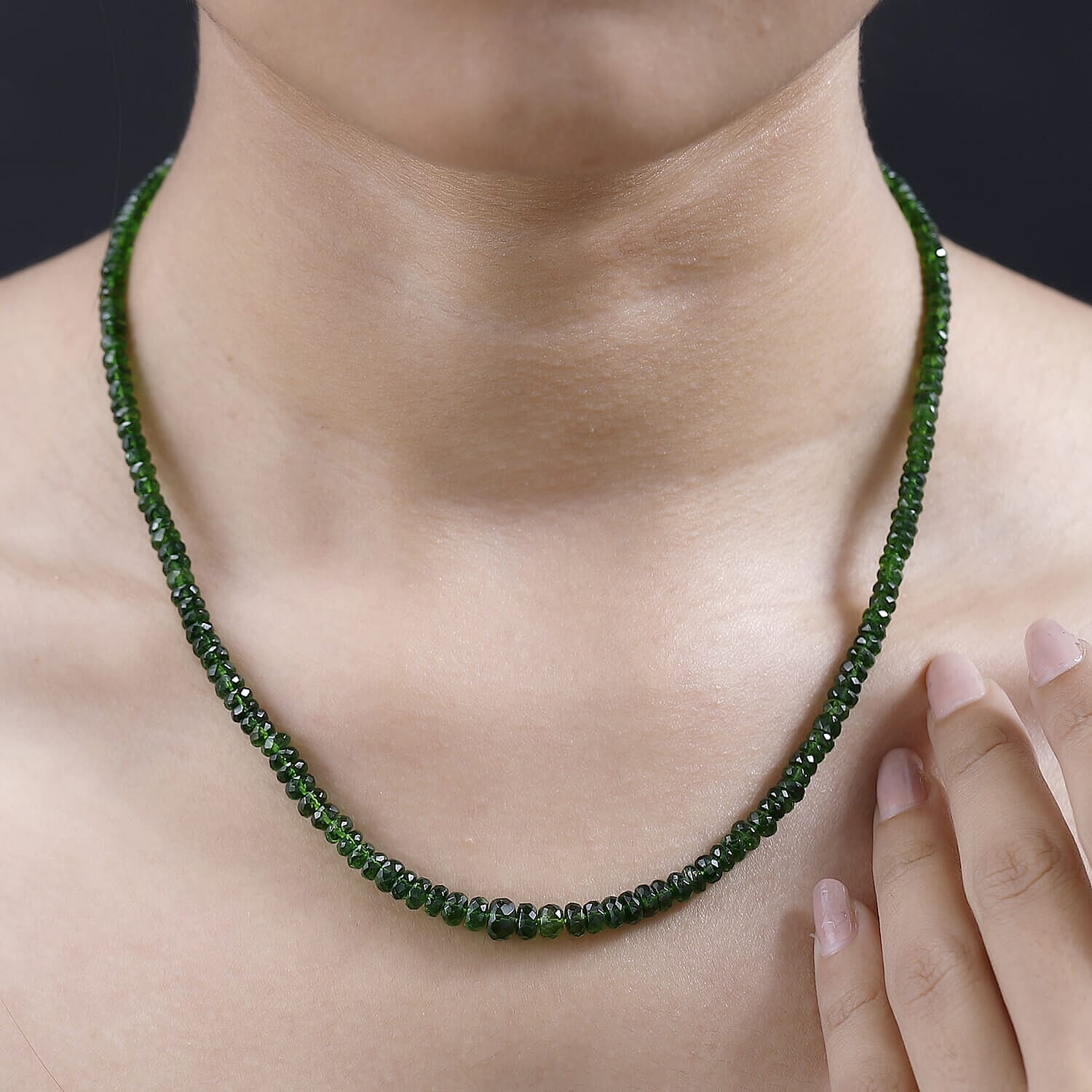 14K Yellow Gold  AAA   Natural Chrome Diopside  Necklace (Size - 18) 76.83 ct,  Gold Wt. 2.26 Gms  76.830  Ct.
