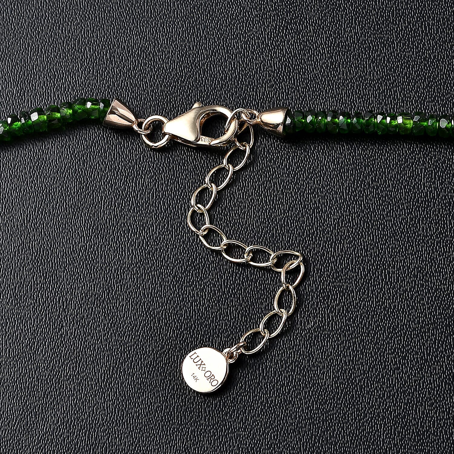 14K Yellow Gold  AAA   Natural Chrome Diopside  Necklace (Size - 18) 76.83 ct,  Gold Wt. 2.26 Gms  76.830  Ct.