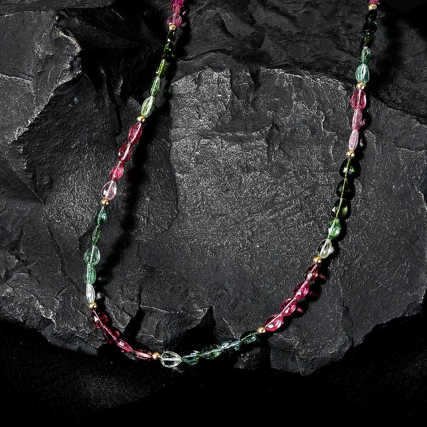 18K Yellow Gold  AAA   Multi-Tourmaline  Necklace (Size - 18) 46.64 ct,  Gold Wt. 2.88 Gms  46.640  Ct.