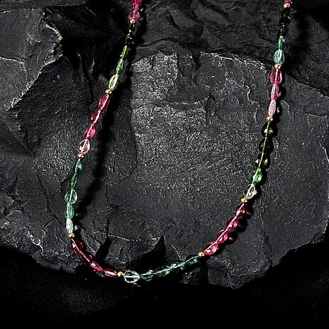 18K Yellow Gold  AAA   Multi-Tourmaline  Necklace (Size - 18) 46.64 ct,  Gold Wt. 2.88 Gms  46.640  Ct.