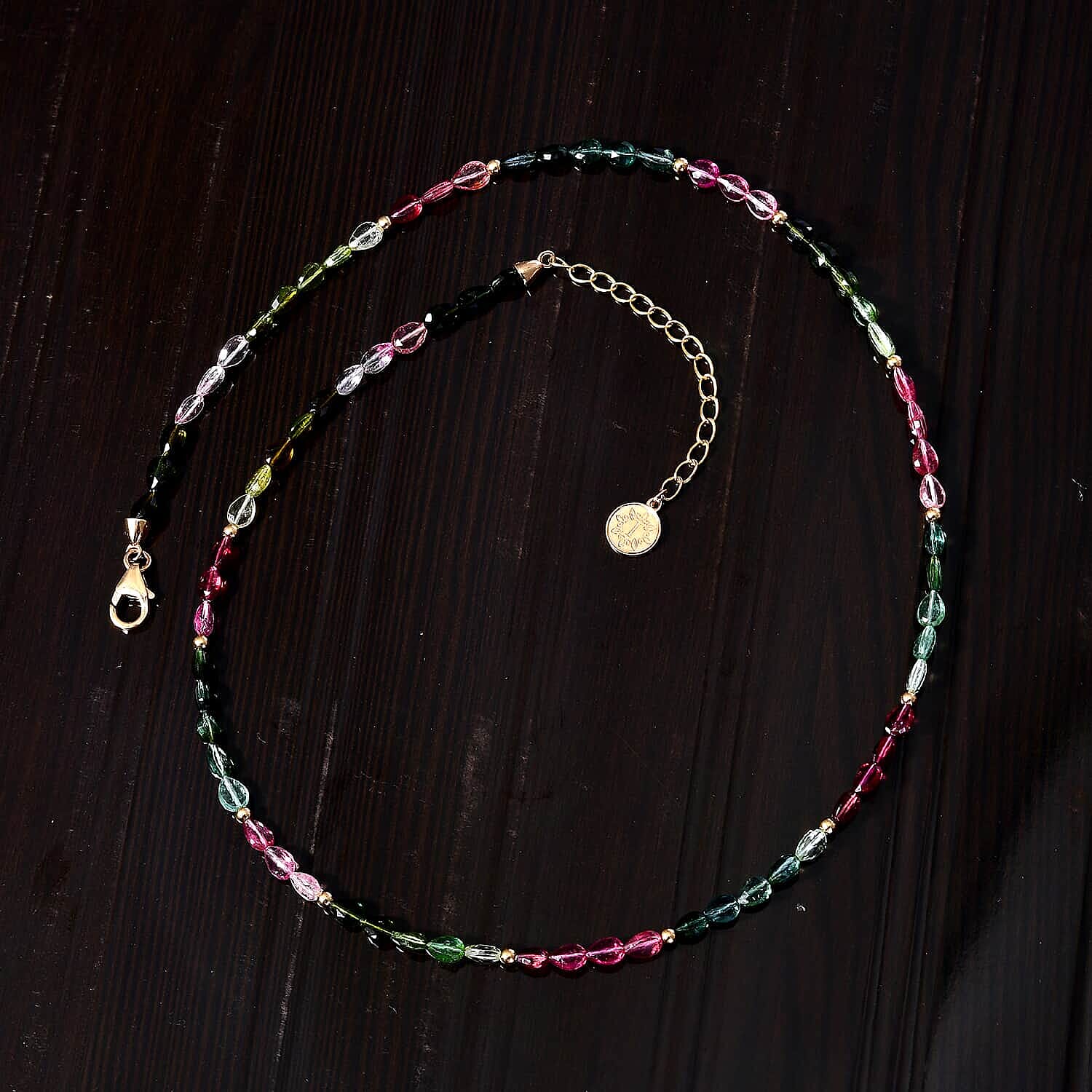 18K Yellow Gold  AAA   Multi-Tourmaline  Necklace (Size - 18) 46.64 ct,  Gold Wt. 2.88 Gms  46.640  Ct.