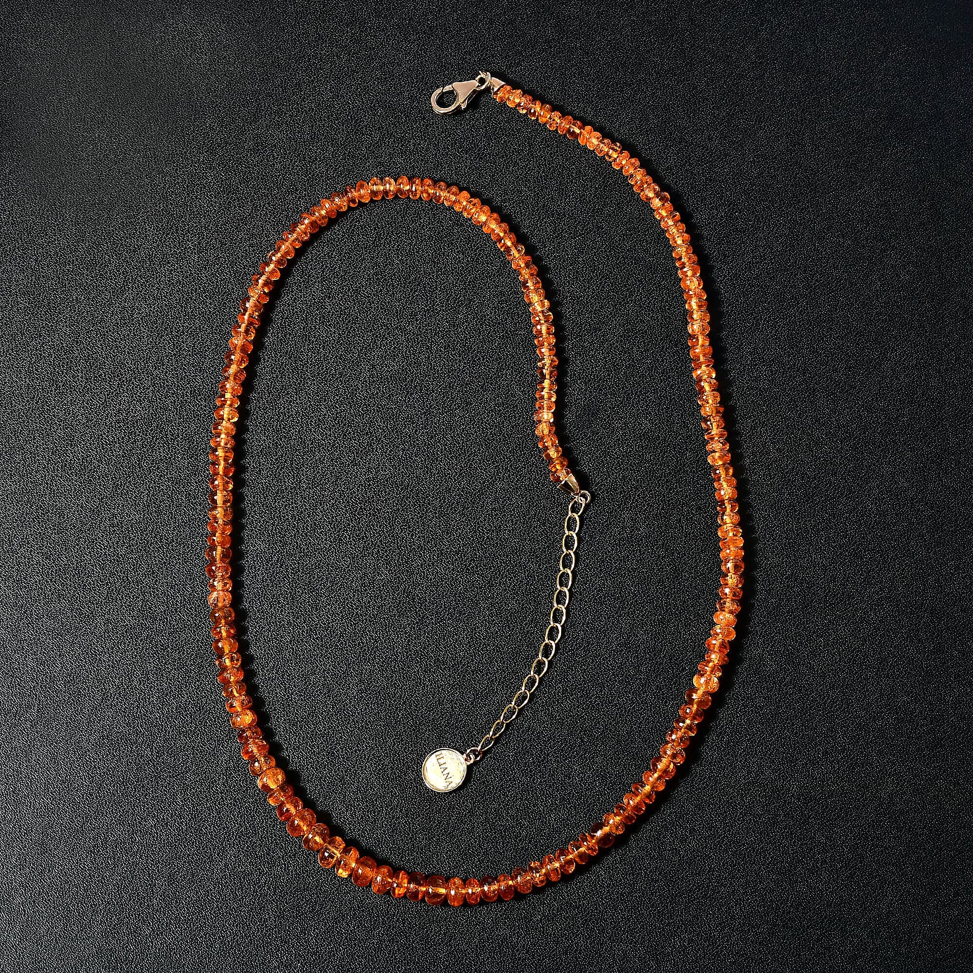 18K Yellow Gold  AAAA   Spessartine Garnet  Necklace (Size - 18) 97.55 ct,  Gold Wt. 2 Gms  97.550  Ct.