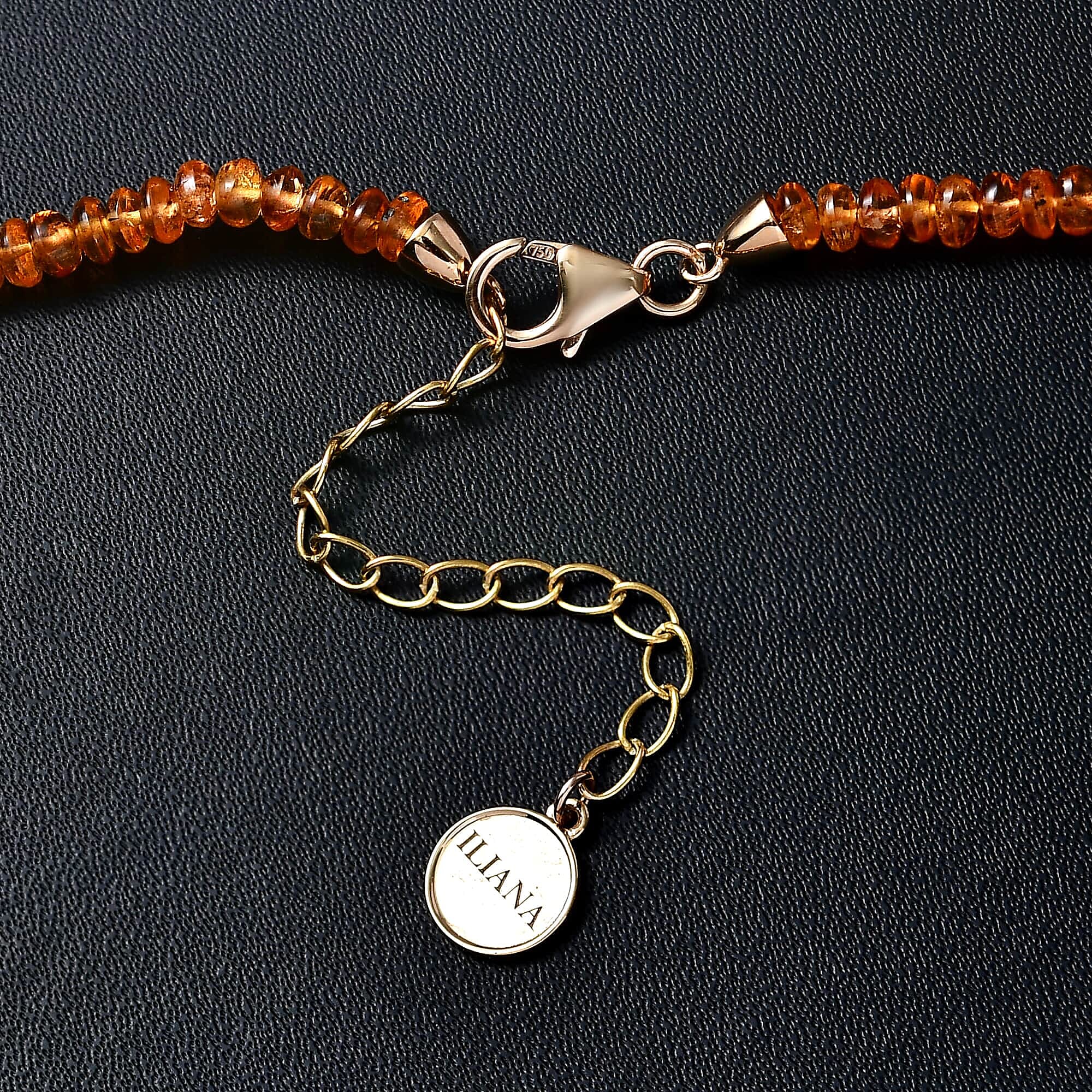 18K Yellow Gold  AAAA   Spessartine Garnet  Necklace (Size - 18) 97.55 ct,  Gold Wt. 2 Gms  97.550  Ct.