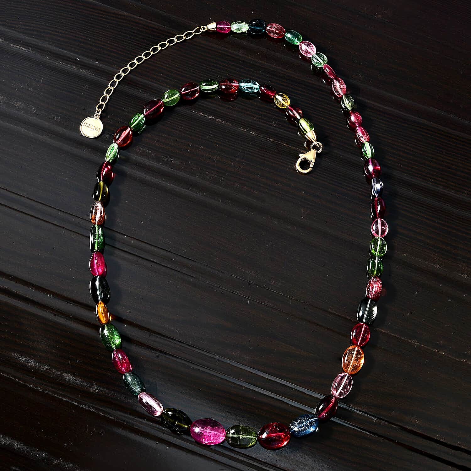 18K Yellow Gold  AAAA   Multi-Tourmaline  Necklace (Size - 18) 116.96 ct,  Gold Wt. 2.26 Gms  116.960  Ct.