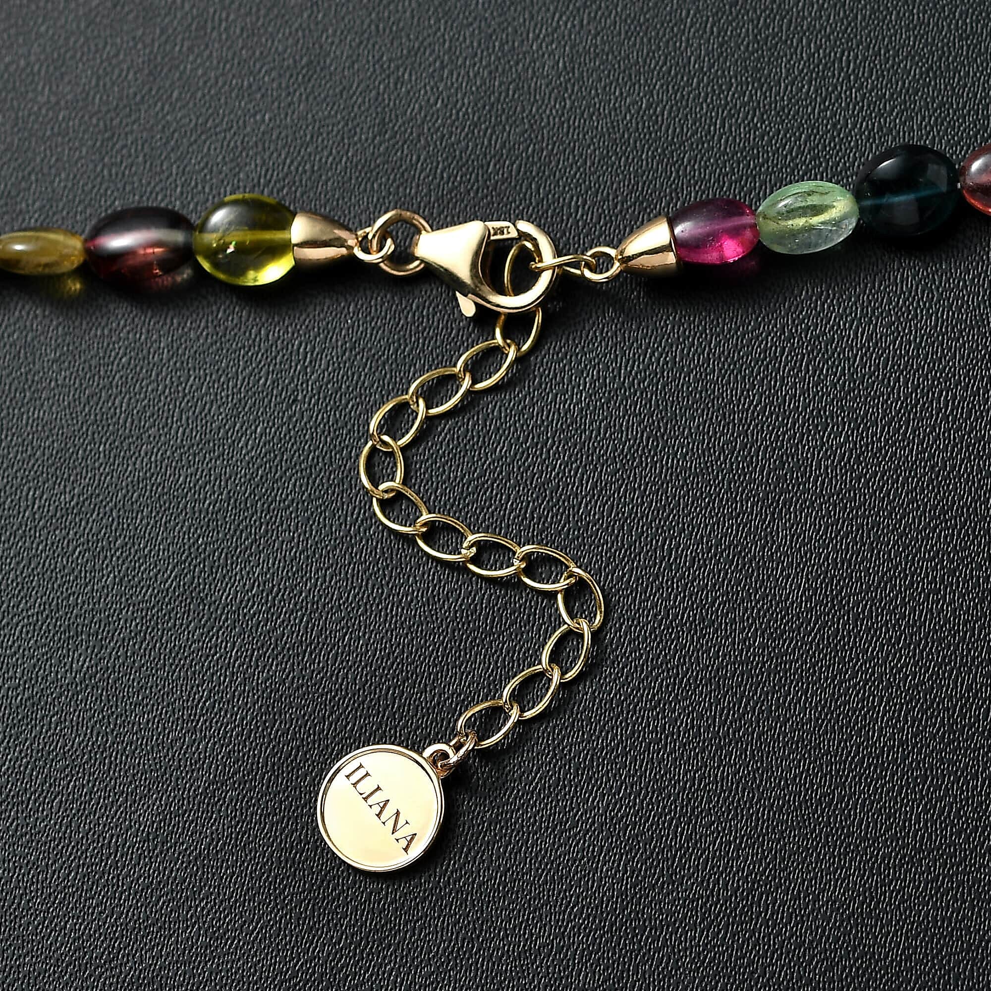 18K Yellow Gold  AAAA   Multi-Tourmaline  Necklace (Size - 18) 116.96 ct,  Gold Wt. 2.26 Gms  116.960  Ct.