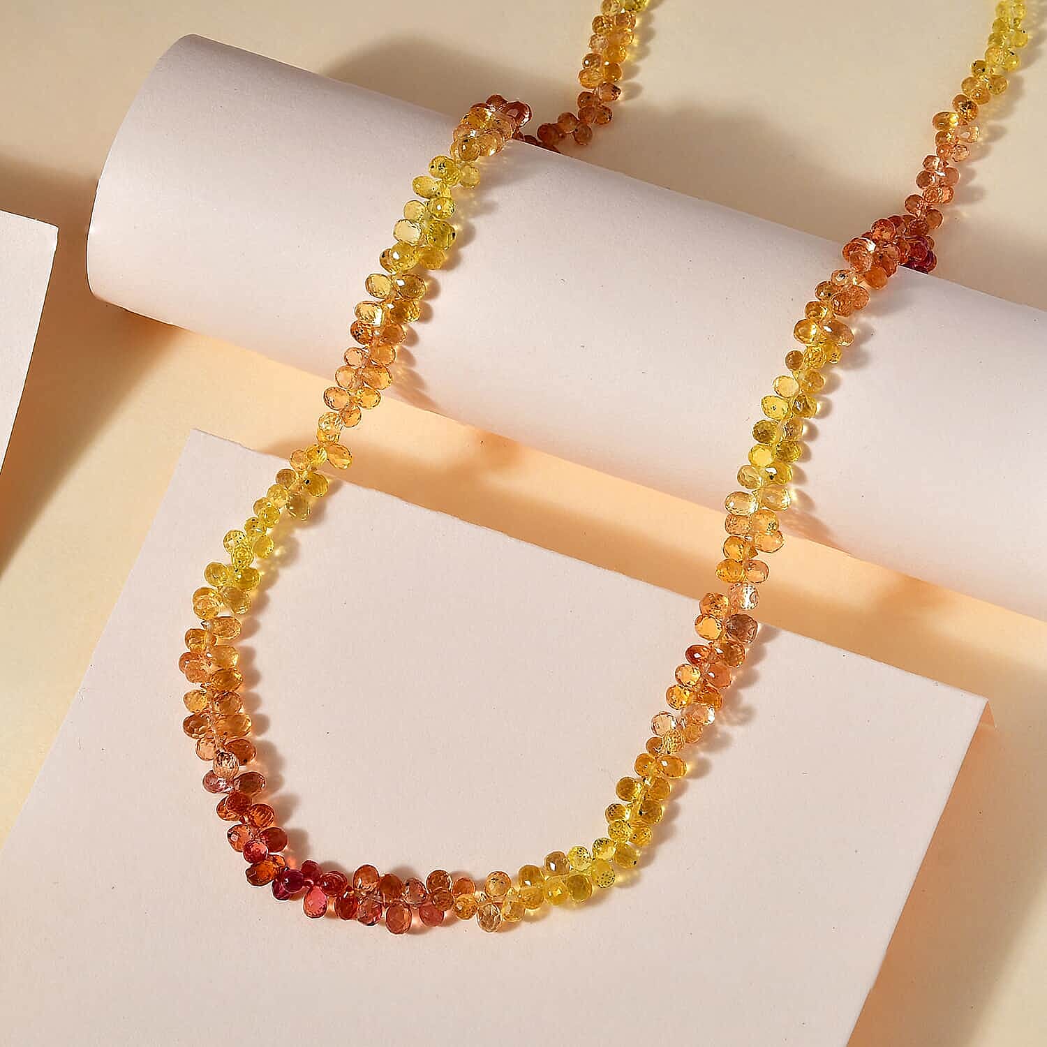 950 Platinum  AAAA  Multi Sapphire  Necklace (Size - 18) 55.00 ct,  Platinum Wt. 2.54 Gms  56.640  Ct.