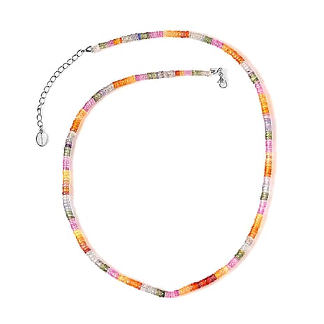 950 Platinum  AAAA  Multi Sapphire  Necklace (Size - 18) 60.00 ct,  Platinum Wt. 2.54 Gms  63.230  Ct.