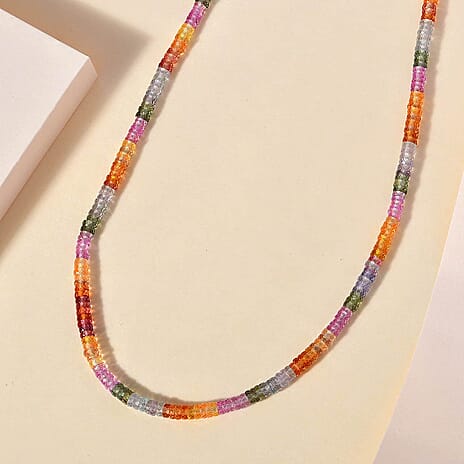 950 Platinum  AAAA  Multi Sapphire  Necklace (Size - 18) 60.00 ct,  Platinum Wt. 2.54 Gms  63.230  Ct.