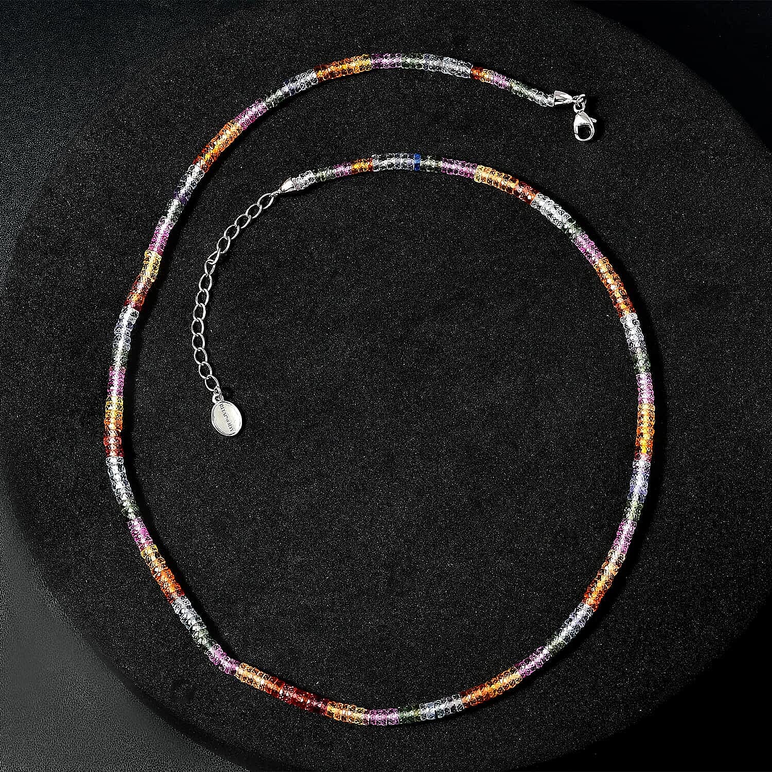 950 Platinum  AAAA  Multi Sapphire  Necklace (Size - 18) 60.00 ct,  Platinum Wt. 2.54 Gms  63.230  Ct.