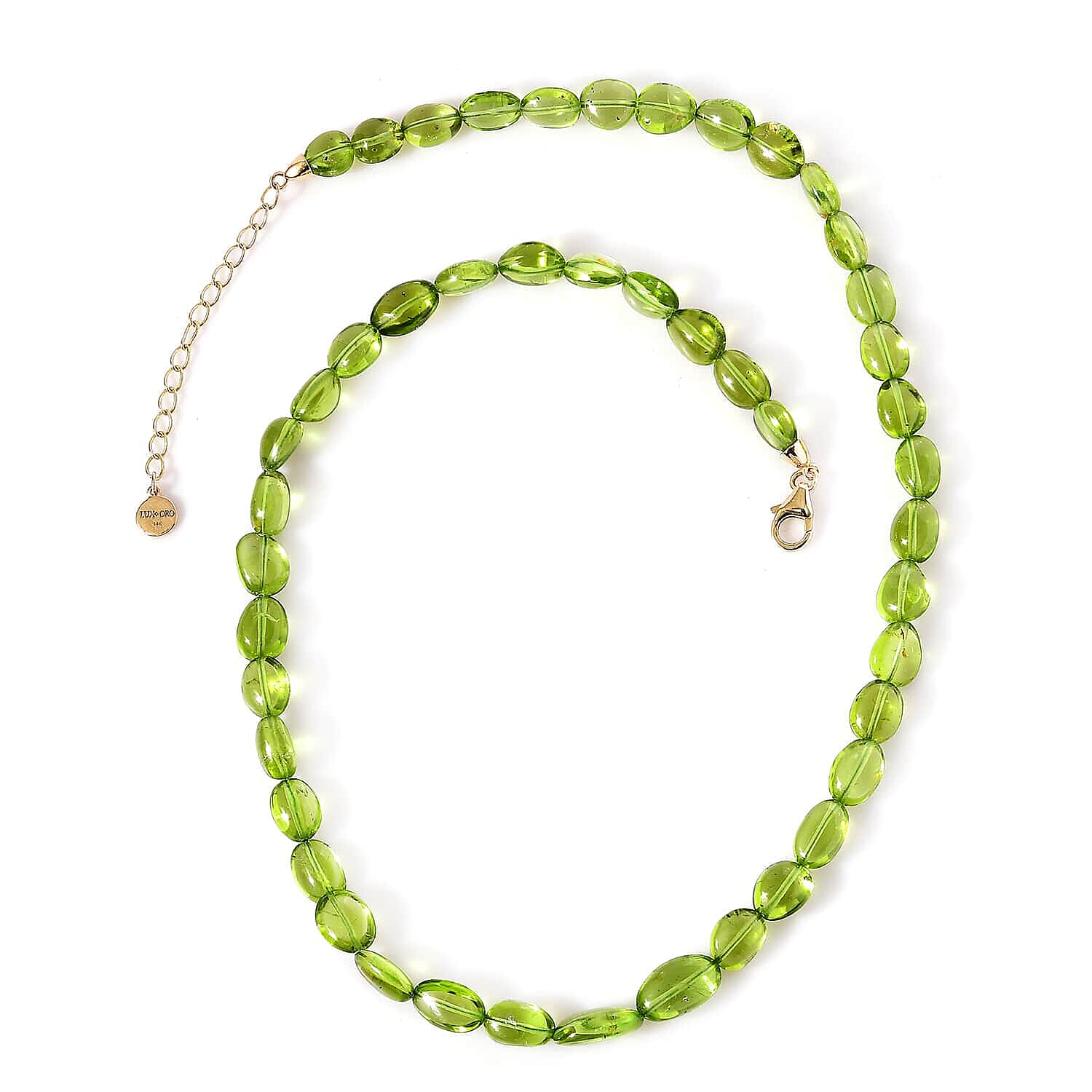 14K Yellow Gold  AAA   Peridot  Necklace (Size - 18) 141.94 ct,  Gold Wt. 2.26 Gms  149.410  Ct.