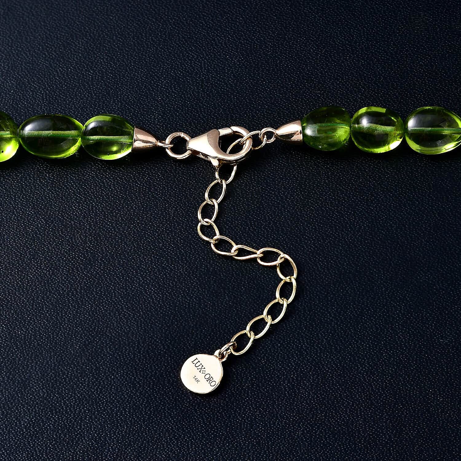 14K Yellow Gold  AAA   Peridot  Necklace (Size - 18) 141.94 ct,  Gold Wt. 2.26 Gms  149.410  Ct.