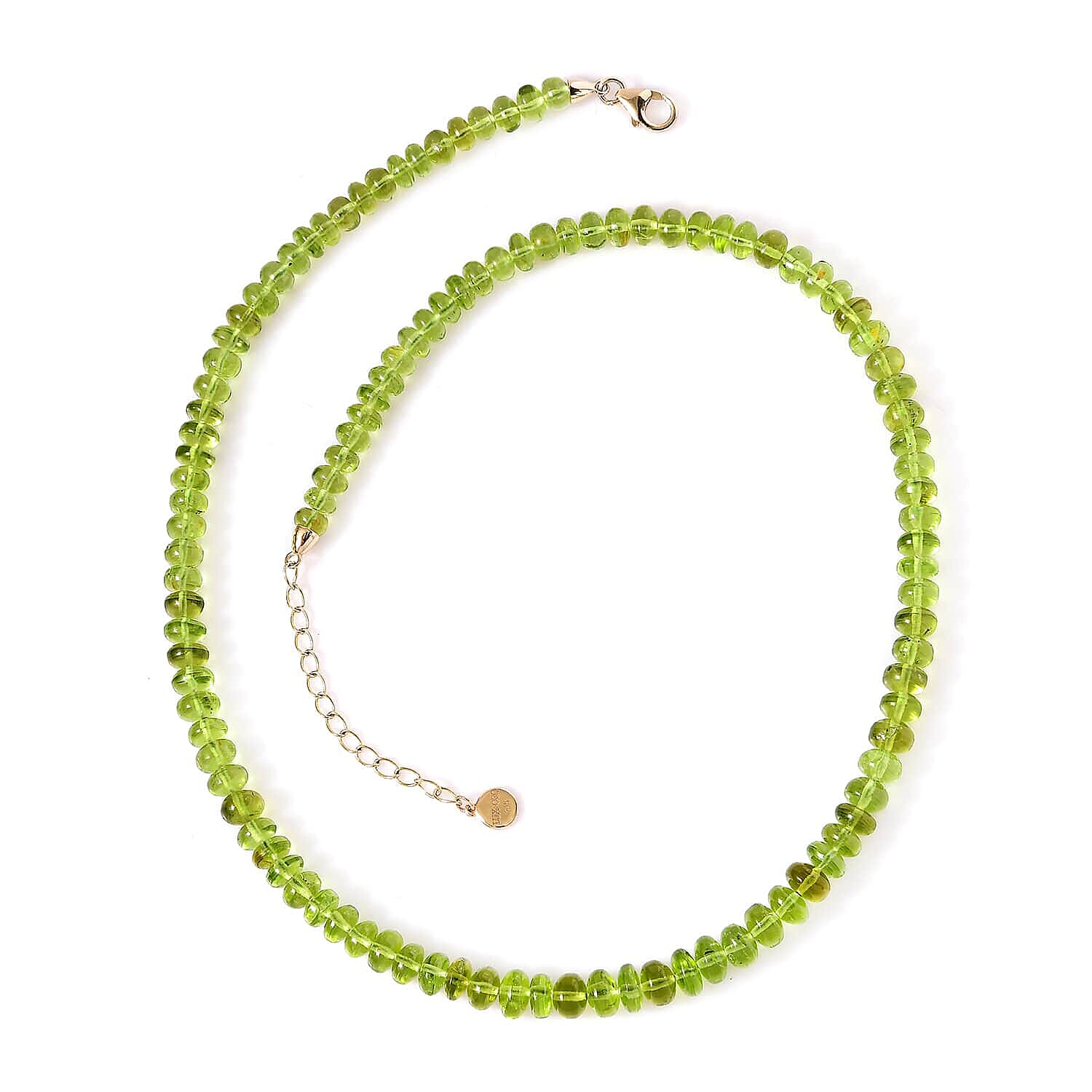 14K Yellow Gold  AAA   Peridot  Necklace (Size - 18) 140.00 ct,  Gold Wt. 2.26 Gms  150.710  Ct.