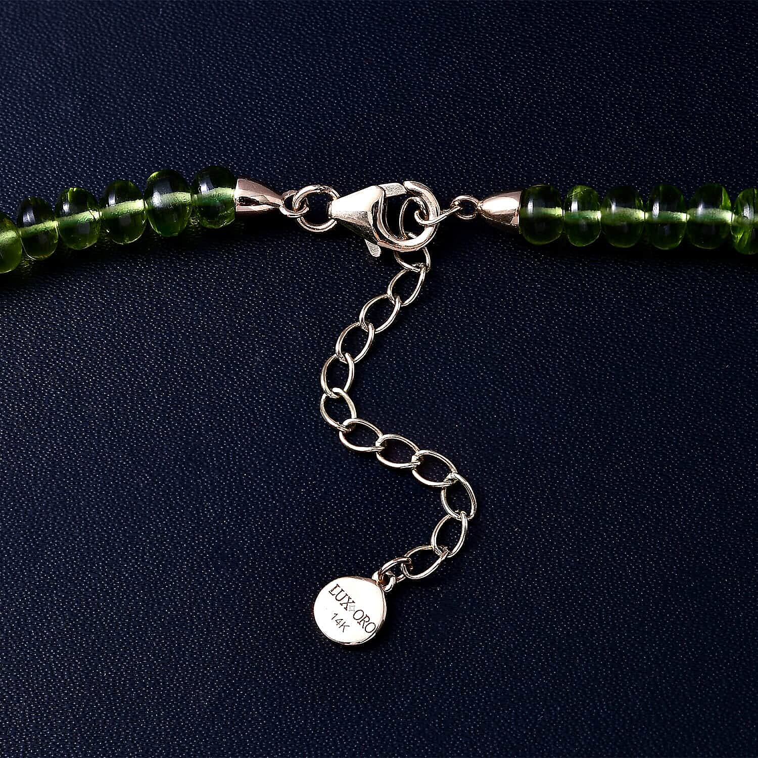 14K Yellow Gold  AAA   Peridot  Necklace (Size - 18) 140.00 ct,  Gold Wt. 2.26 Gms  150.710  Ct.