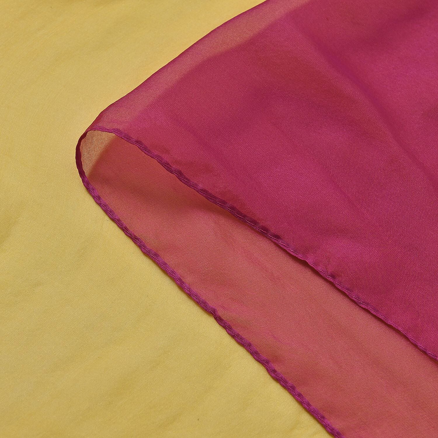 La Marey Mulberry Silk Ombre Scarf (Size 170x1 cm) - Green - Pink