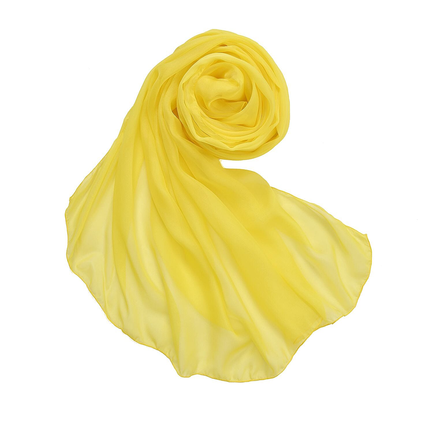 La Marey 100% Mulberry Silk Solid Scarf (Size 180x110 cm) - Yellow La Marey 100% Mulberry Silk Solid Scarf (Size 180x110 cm) - Yellow