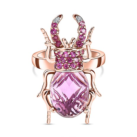 GP Italian Garden Collection - Amethyst, Rhodolite Garnet & Natural Zircon Ring in 18K Vermeil RG Plated Sterling Silver 6.75 Ct, Silver Wt. 6.40 Gms GP Italian Garden Collection - Amethyst, Rhodolite Garnet & Natural Zircon Ring in 18K Vermeil RG Plated Sterling Silver 6.75 Ct, Silver Wt. 6.40 Gms