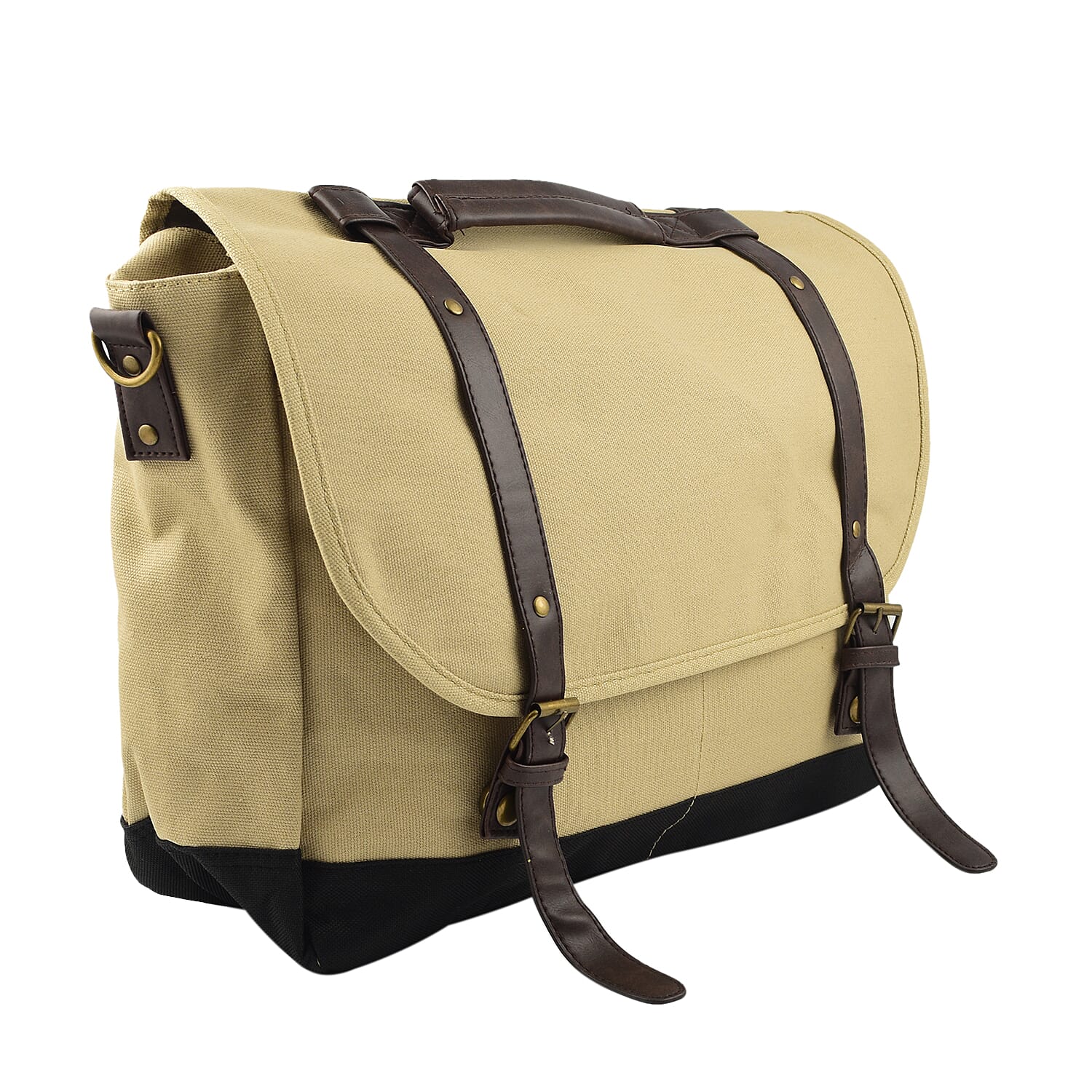 Satchel Bag with Shoulder Strap - Cream