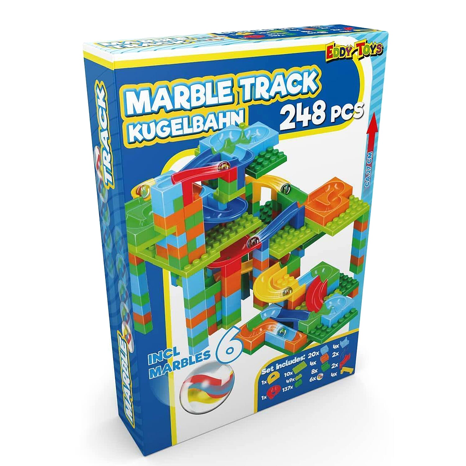 Eddy Toys Marble Racing Track Kuglebahn With 6 Marbles - Multi