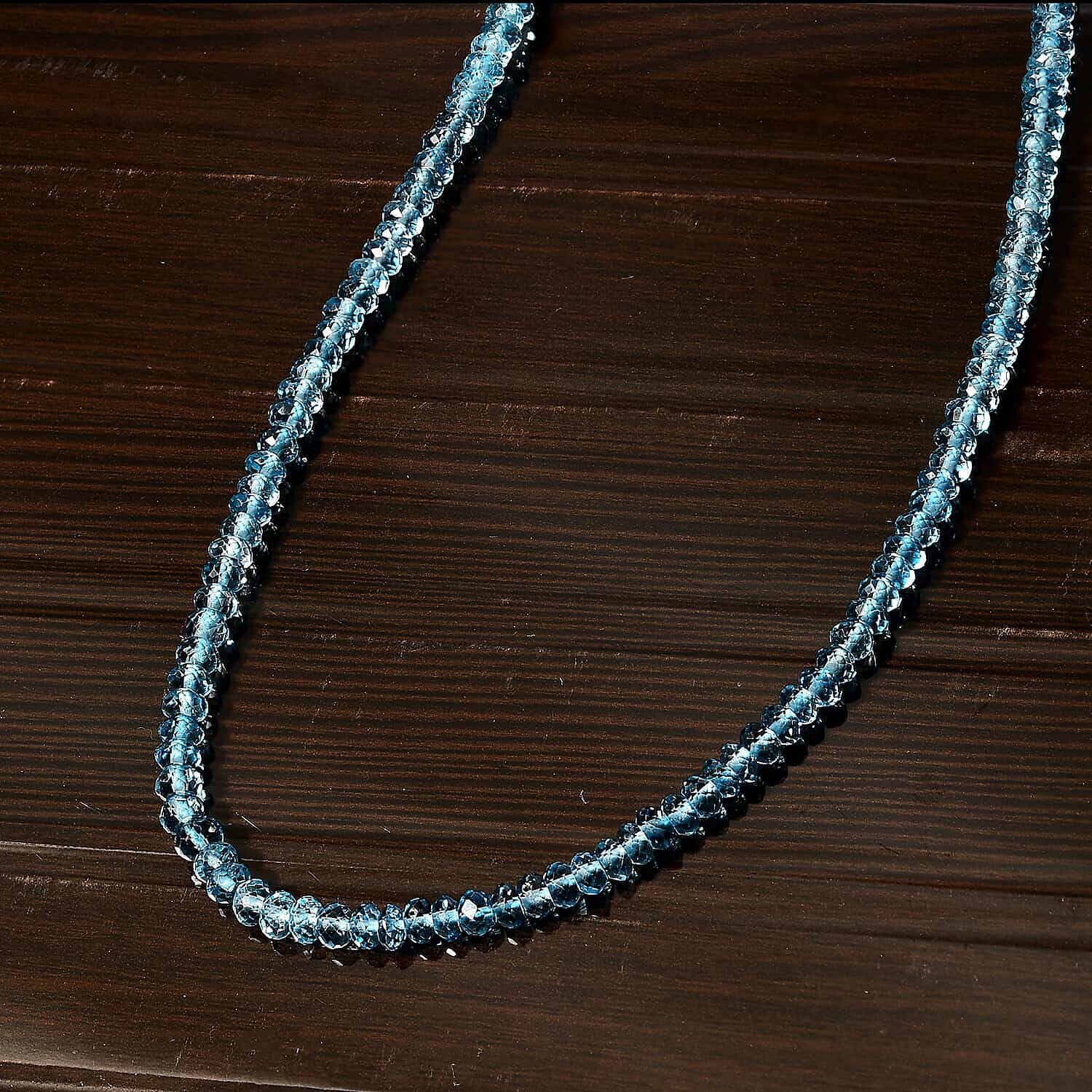 14K Yellow Gold  AAA   London Blue Topaz  Necklace (Size - 18) 89.91 ct,  Gold Wt. 2.26 Gms  89.910  Ct.