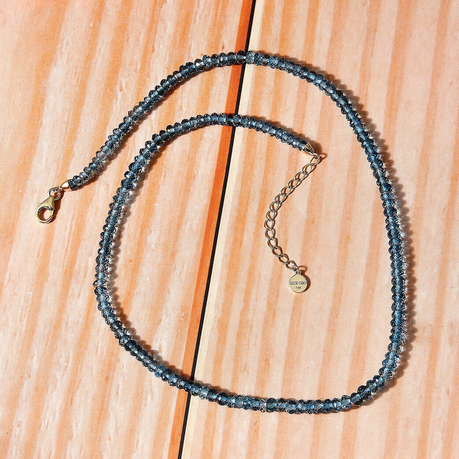 14K Yellow Gold  AAA   London Blue Topaz  Necklace (Size - 18) 89.91 ct,  Gold Wt. 2.26 Gms  89.910  Ct.