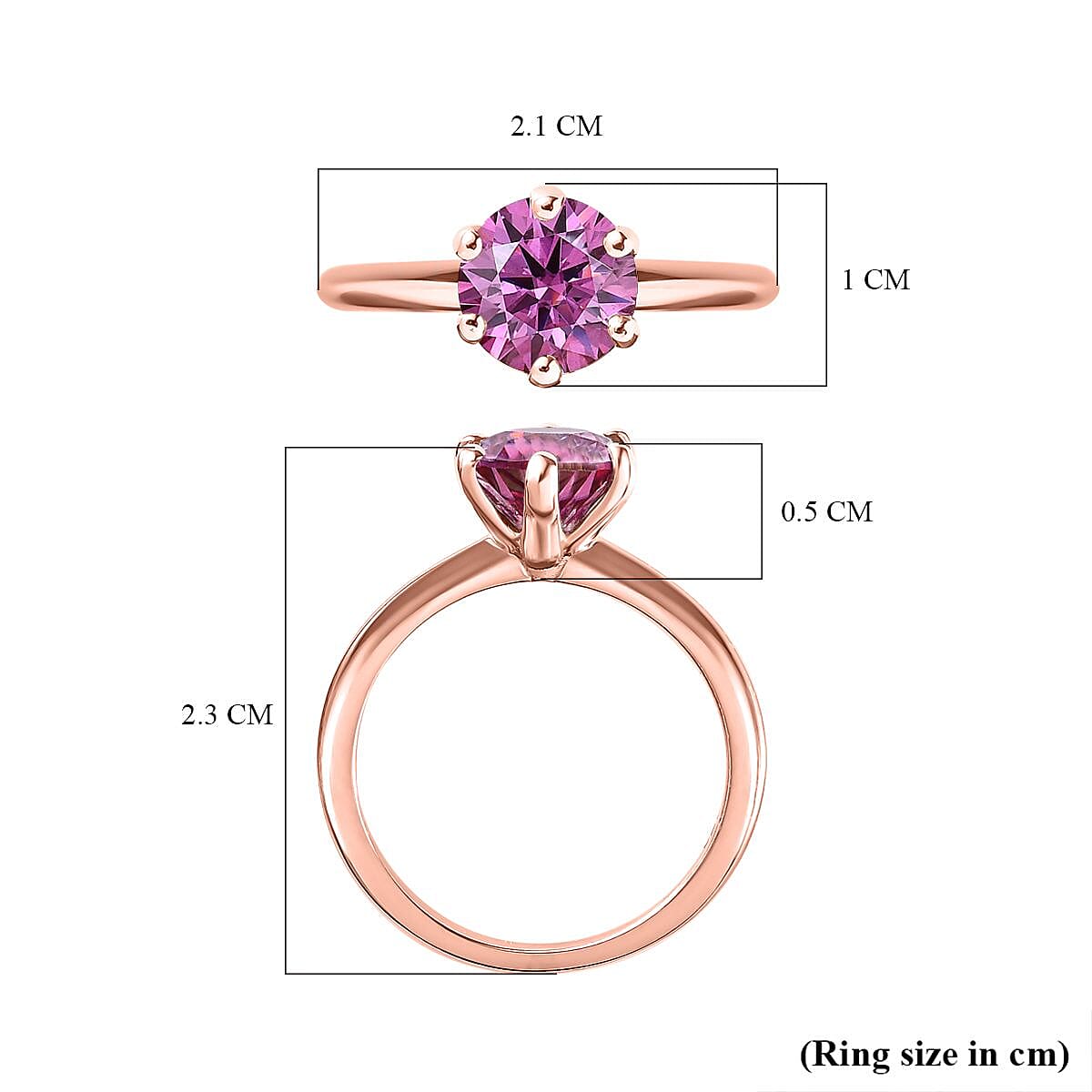 Pink Moissanite Solitaire Ring in 18K Vermeil Rose Gold Plated Sterling Silver 1.46 Ct. Pink Moissanite Solitaire Ring in 18K Vermeil Rose Gold Plated Sterling Silver 1.46 Ct.