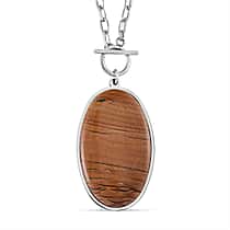 Oval Shape Picture Jasper Necklace (Size - 24) with T-Bar Clasp 50.00 Ct.