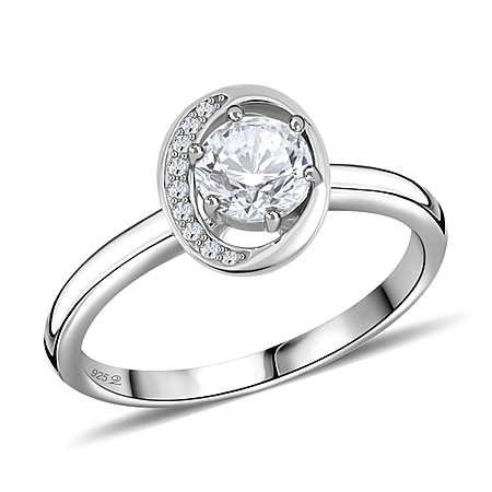 Lucy Q Fluid Collection - Moissanite Ring in Platinum Overlay Sterling Silver