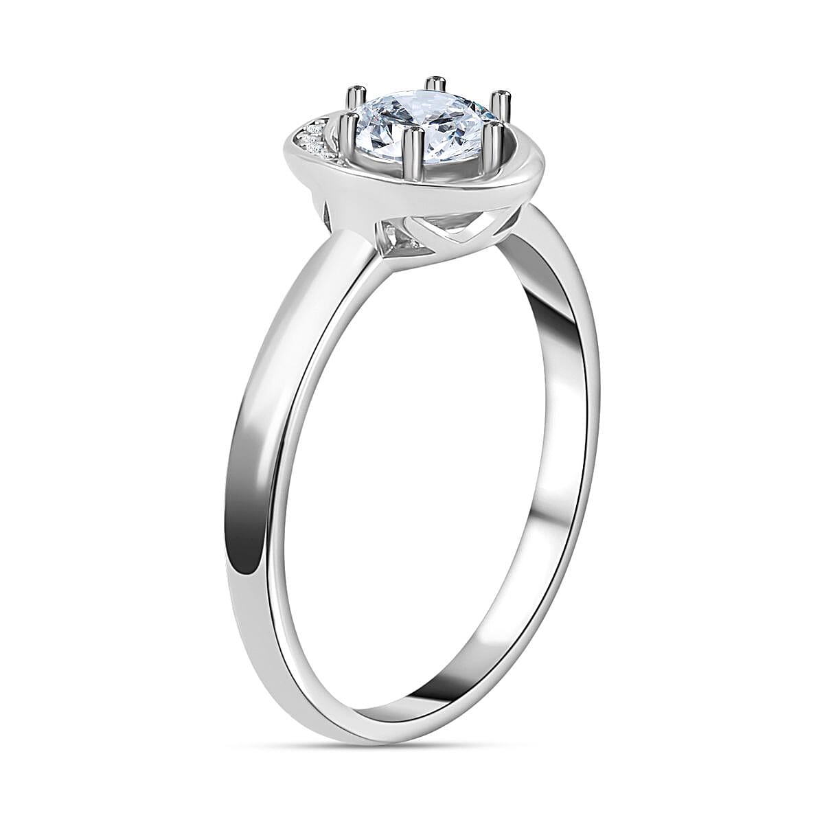 Lucy Q Fluid Collection - Moissanite Ring in Platinum Overlay Sterling Silver