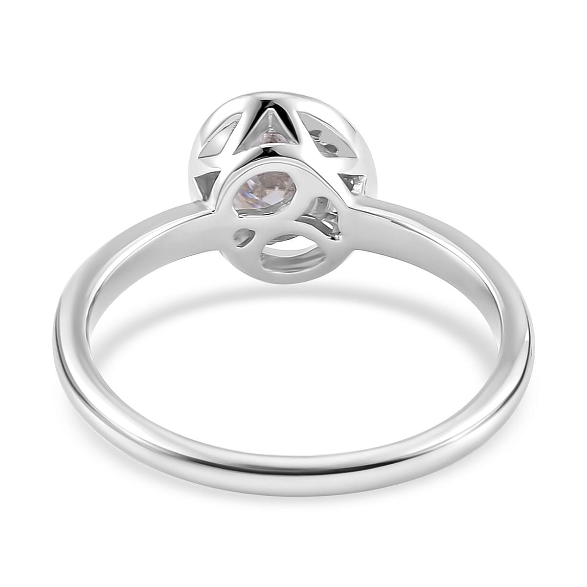 Lucy Q Fluid Collection - Moissanite Ring in Platinum Overlay Sterling Silver