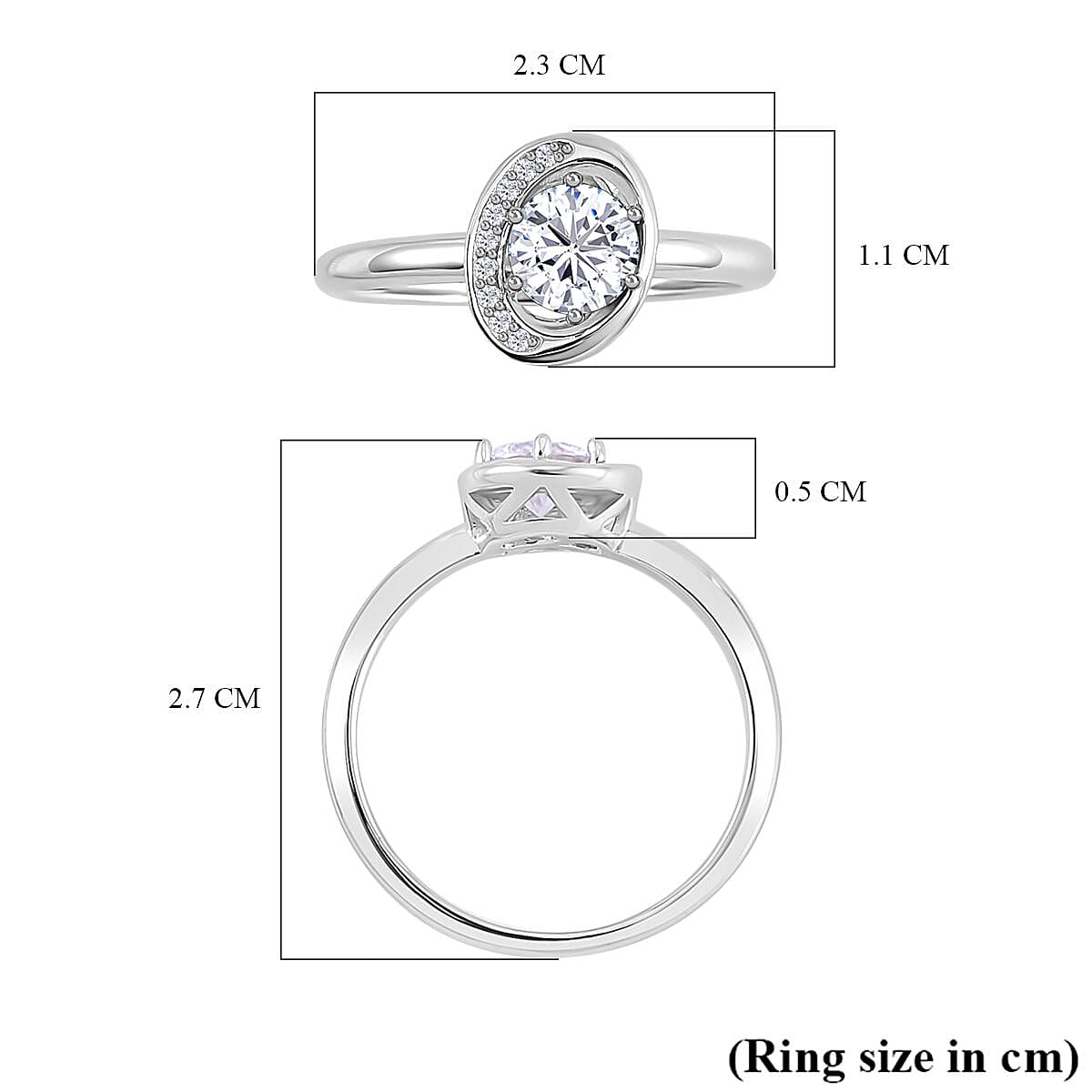 Lucy Q Fluid Collection - Moissanite Ring in Platinum Overlay Sterling Silver