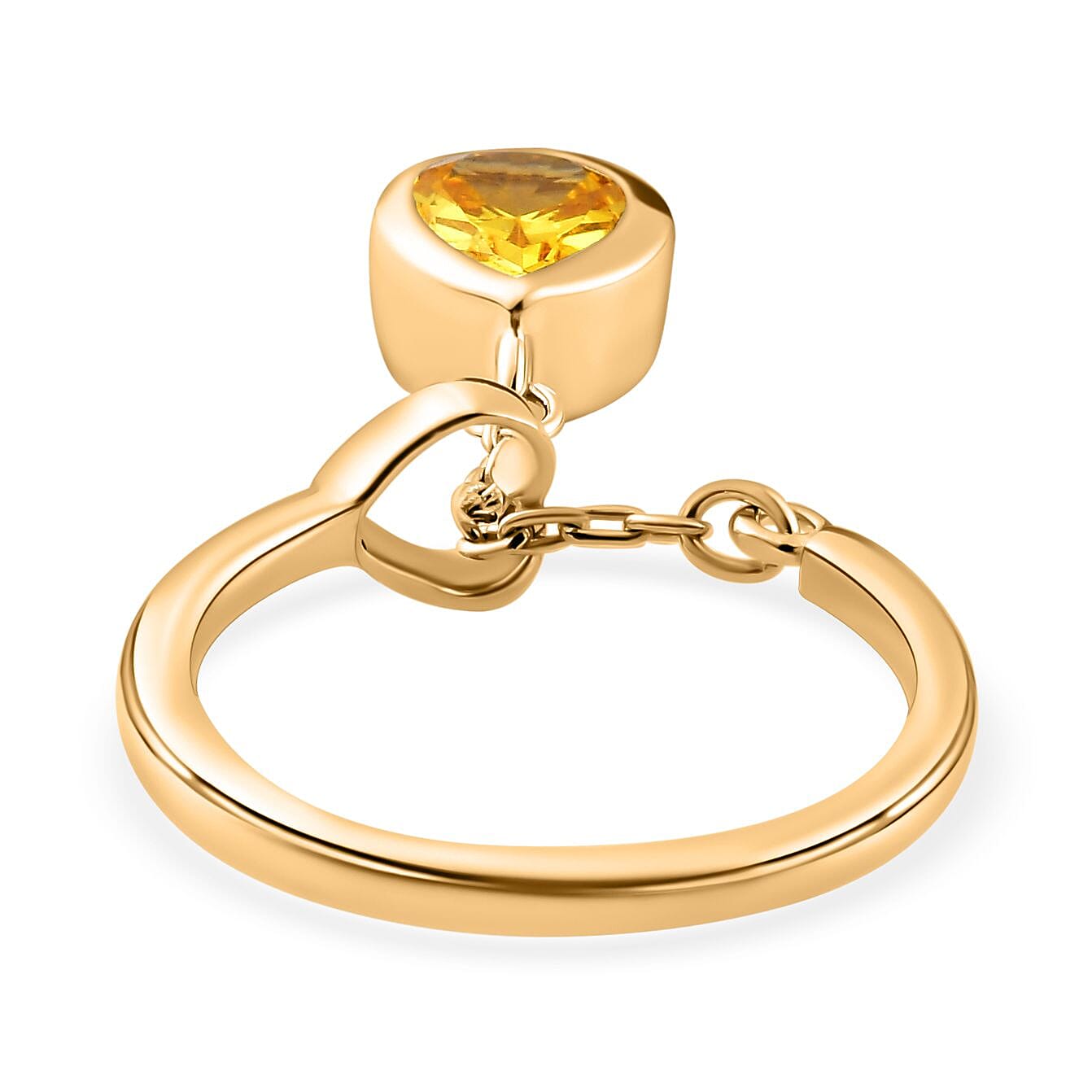 Yellow Cubic Zirconia Solitaire Ring in 18K Vermeil Yellow Gold Plated Sterling Silver