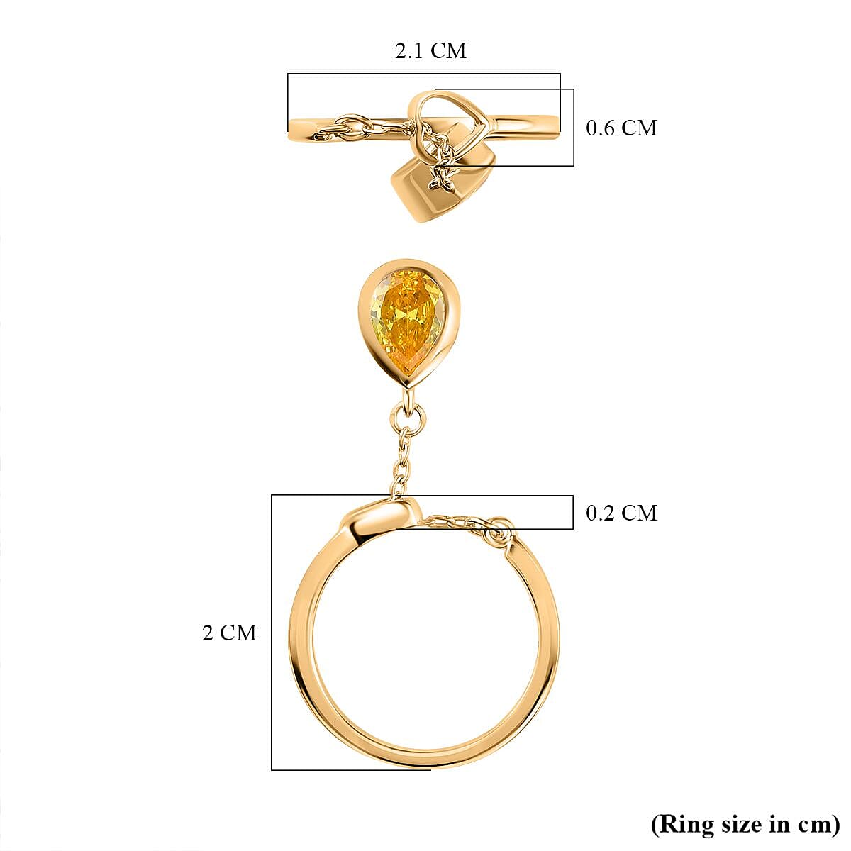Yellow Cubic Zirconia Solitaire Ring in 18K Vermeil Yellow Gold Plated Sterling Silver