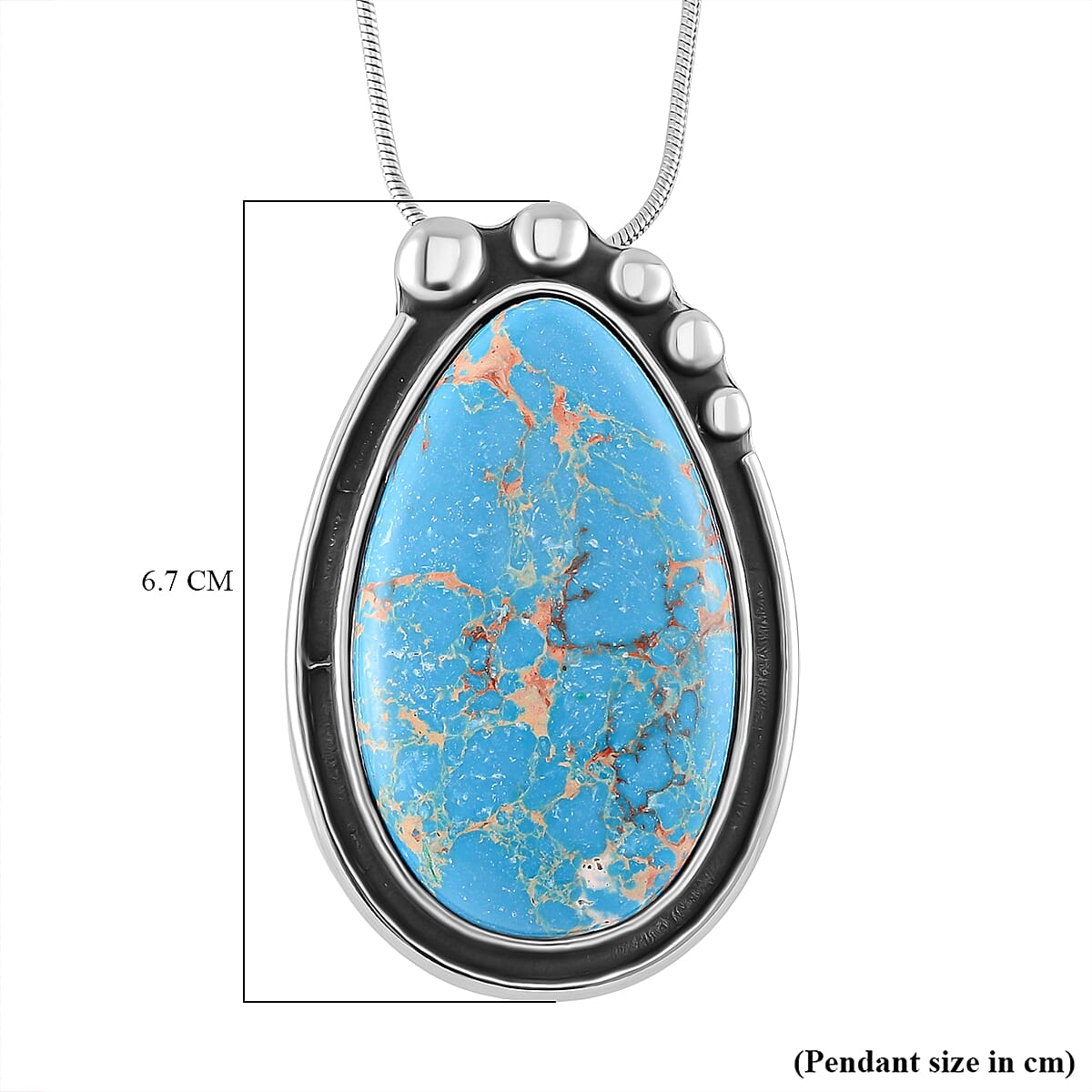 Pear Shape Blue Imperial Jasper Necklace (Size - 24 - 4 Ext) with Oxidized 50.00 Ct.