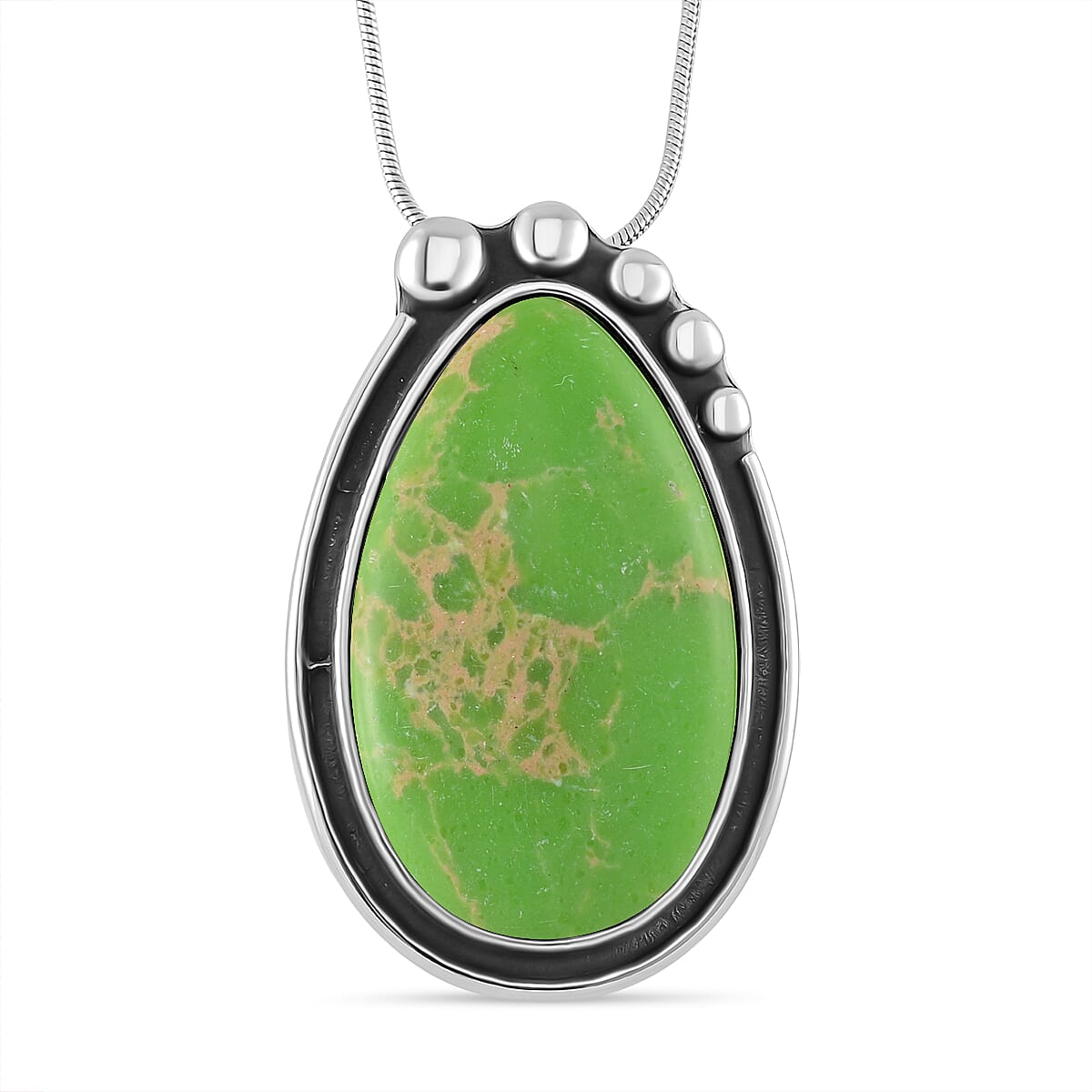 Green Imperial Jasper Pear Necklace (Size - 24 - 4 Ext) 50.00 Ct.