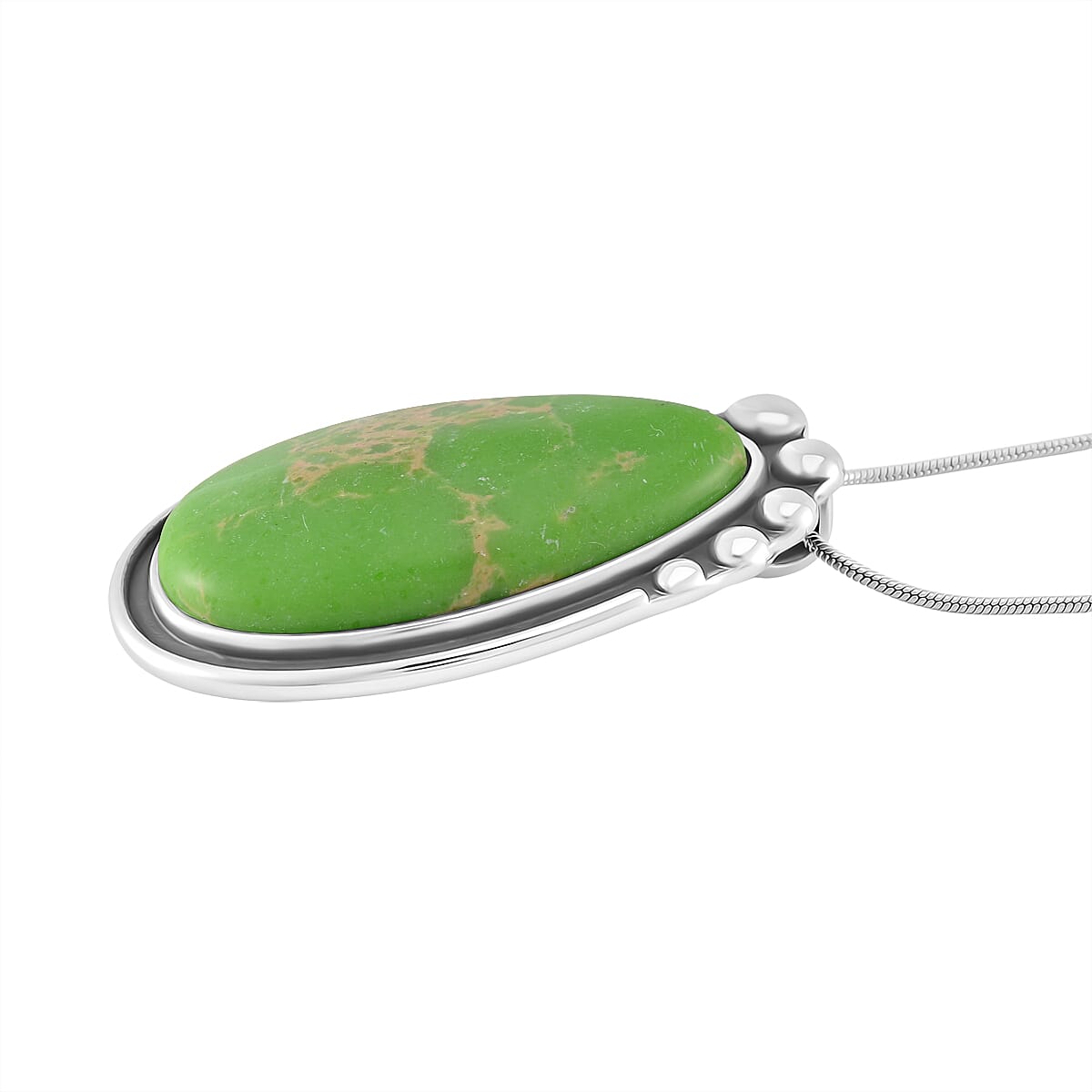 Green Imperial Jasper Pear Necklace (Size - 24 - 4 Ext) 50.00 Ct.