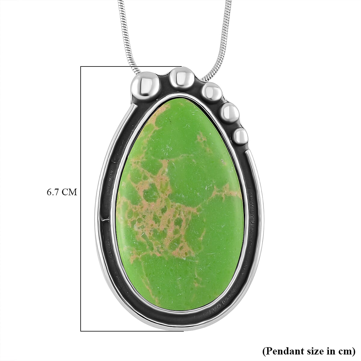 Green Imperial Jasper Pear Necklace (Size - 24 - 4 Ext) 50.00 Ct.