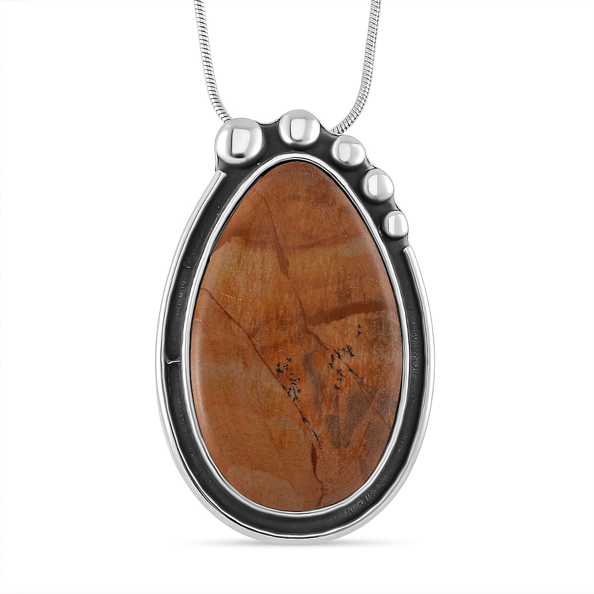 Picture Jasper Pear Necklace (Size - 24 - 4 Ext)  50.00 Ct.