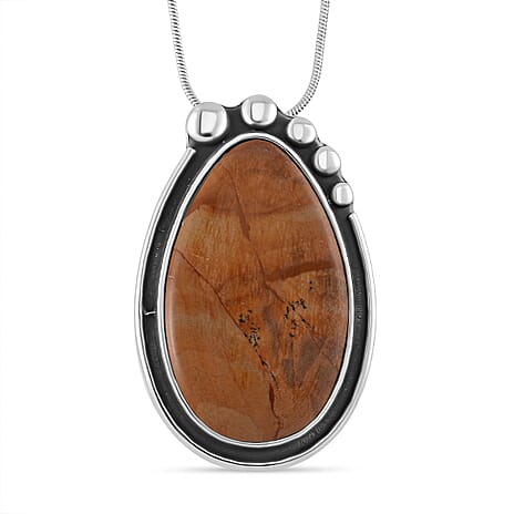 Picture Jasper Pear Necklace (Size - 24 - 4 Ext)  50.00 Ct.
