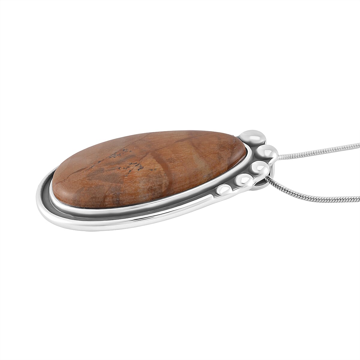 Picture Jasper Pear Necklace (Size - 24 - 4 Ext)  50.00 Ct.
