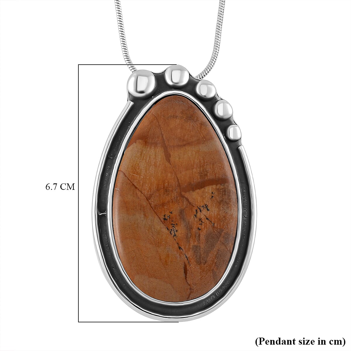 Picture Jasper Pear Necklace (Size - 24 - 4 Ext)  50.00 Ct.