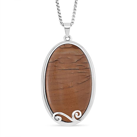 Picture Jasper Oval Shape Necklace (Size - 24 - 4) with Lobster Clasp 40.00 Ct.