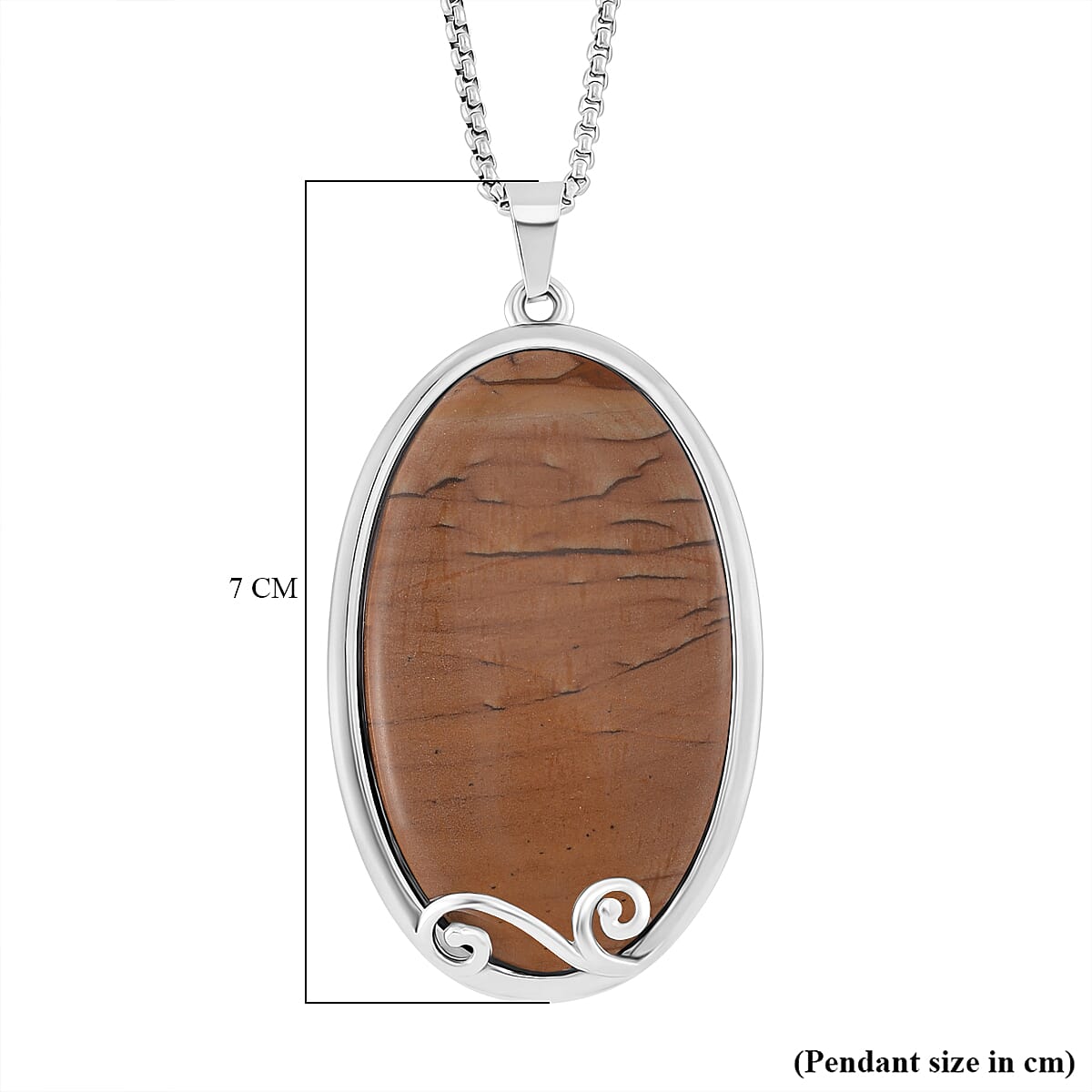 Picture Jasper Oval Shape Necklace (Size - 24 - 4) with Lobster Clasp 40.00 Ct.