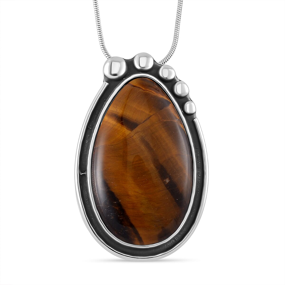Yellow Tigers Eye Pear Necklace (Size - 24 - 4 Ext) 50.00 Ct.