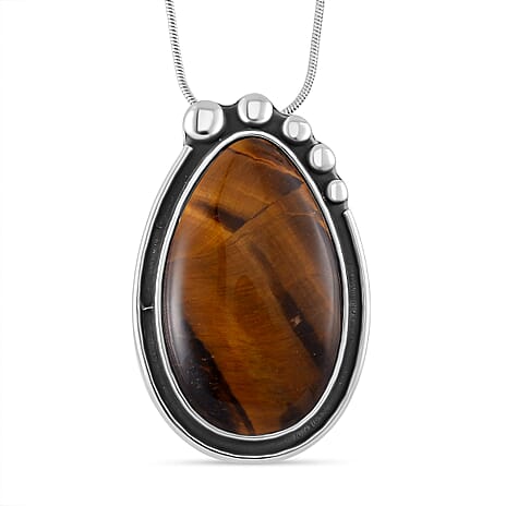 Yellow Tigers Eye Pear Necklace (Size - 24 - 4 Ext) 50.00 Ct.