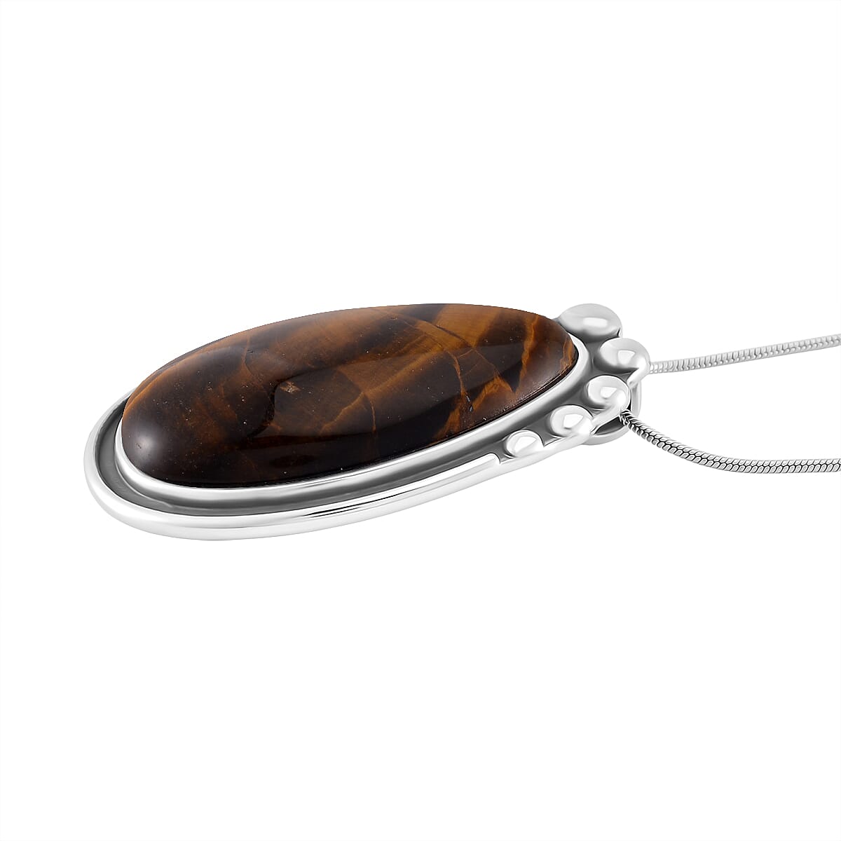 Yellow Tigers Eye Pear Necklace (Size - 24 - 4 Ext) 50.00 Ct.