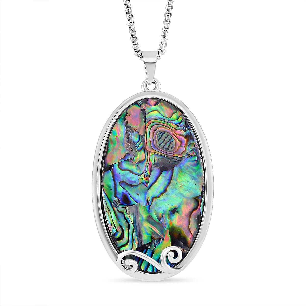 Designer Closeout - Abalone Shell Oval Shape Necklace (Size - 24 - 4)