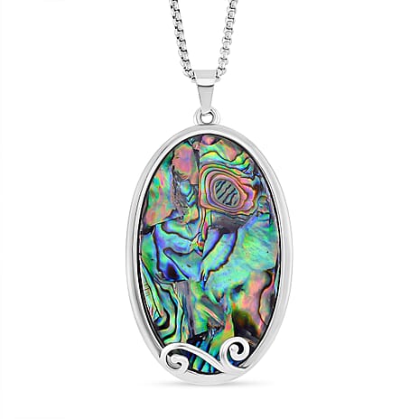 Designer Closeout - Abalone Shell Oval Shape Necklace (Size - 24 - 4)