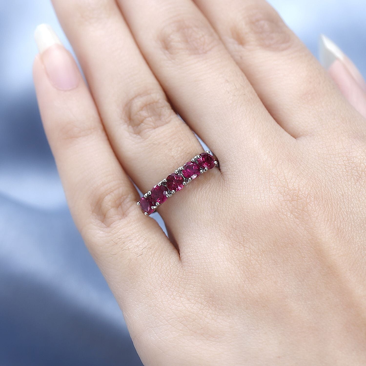 RHAPSODY 950 Platinum AAAA Rubellite 5 Stone Ring 1.25 Ct Plt Wt 4.18 Gms