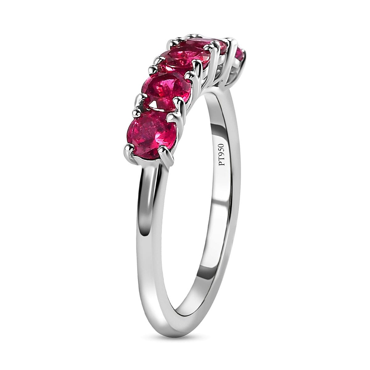 RHAPSODY 950 Platinum AAAA Rubellite 5 Stone Ring 1.25 Ct Plt Wt 4.18 Gms